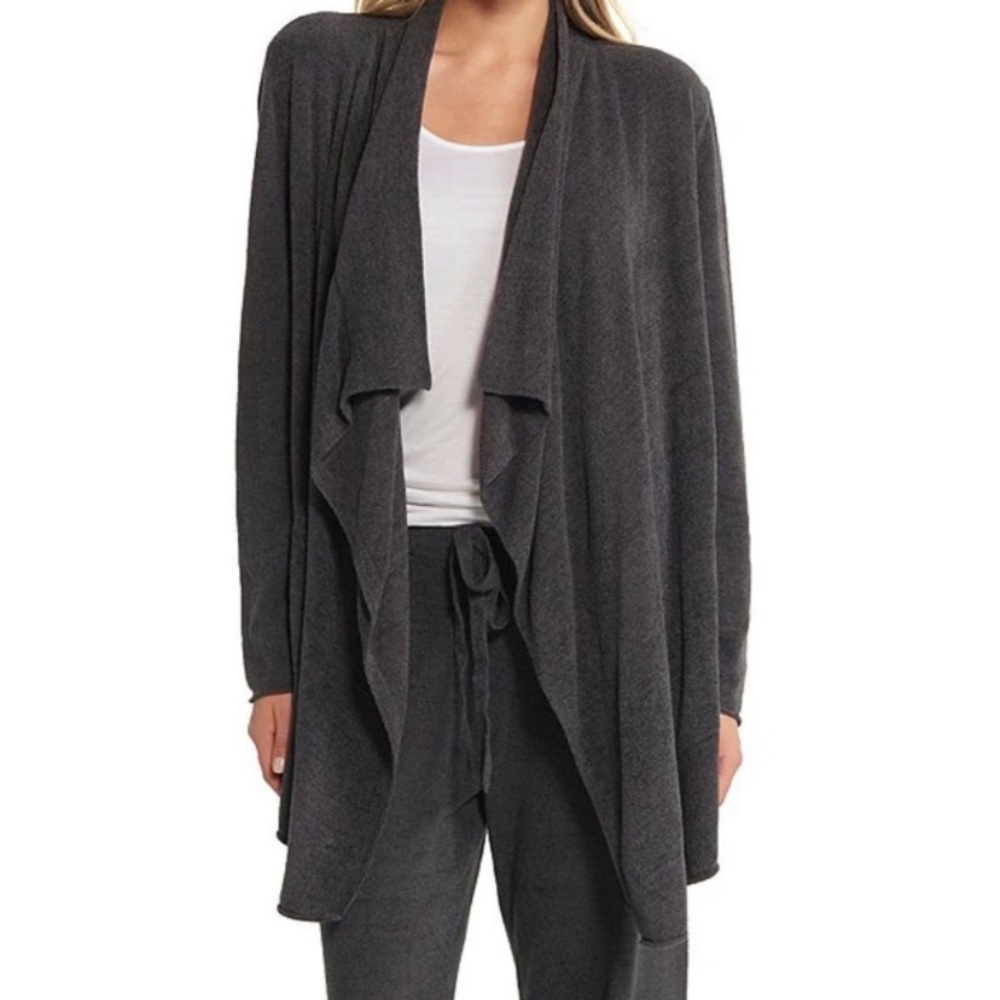 BAREFOOT DREAMS Cardigan CozyChic Ultra Lite Longline Waterfall Grey 1X